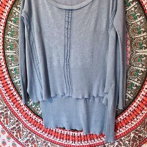 Flowy Free People Sweater w/ Lace & Ribbed Details
